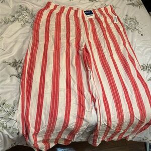 Old Navy Red and White Striped Wide Leg Pants